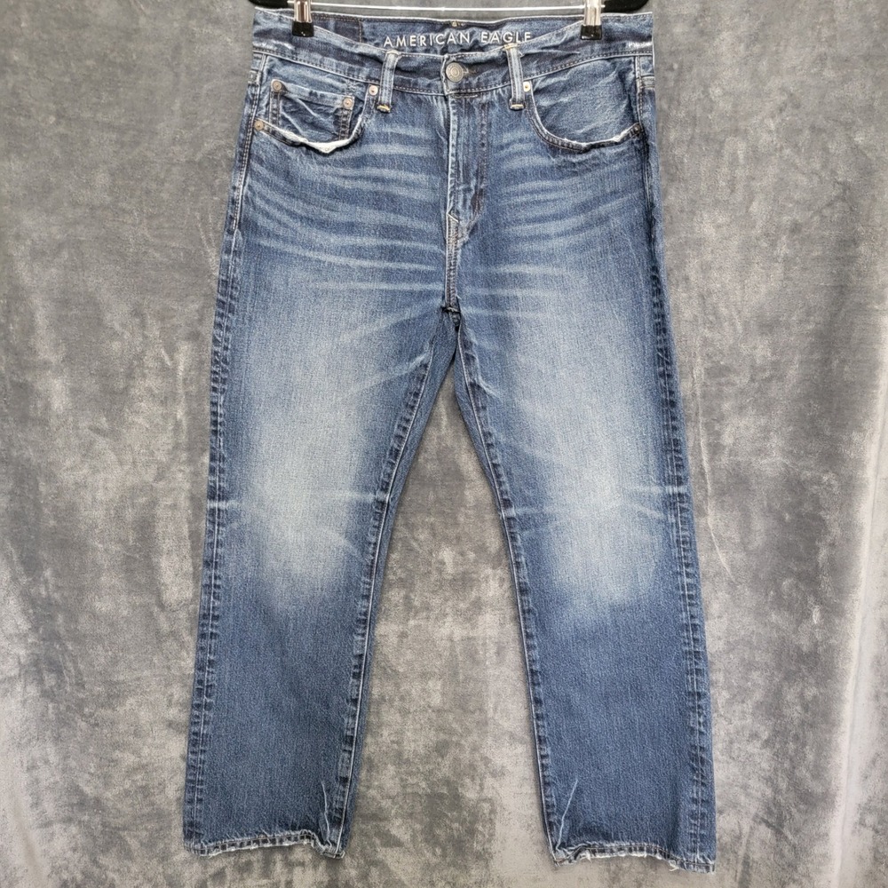 American Eagle Original Bootcut Mens 31x30 Blue Denim Jeans 100% Cotton 54485 - Picture 2 of 11